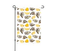 Huîtres et mandarines,Drapeau de jardin décoratif double face pour intérieur et extérieur, 30 x 45 cm
