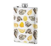 Huîtres et mandarines,Flasque de poche plate de 8 oz en acier inoxydable 304, idéale pour les activités de plein air.