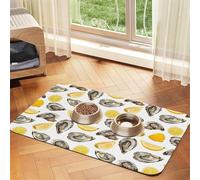 Huîtres et mandarines,Tapis d'alimentation pour Animaux de Compagnie, Sets de Table en Cuir PU pour Chats et Chiens,30x45cm