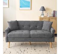 HUIVEYA Canapé Compact en revêtement Chenille avec 2 Coussins, Pieds en Bois Massif, canapé d'angle avec accoudoirs, Sofa pour Salon, Petite Appartement