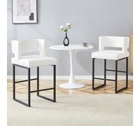 HUIVEYA Ensemble de Deux Fauteuils de Style Nordique avec Pieds Métalliques,Design Contemporain Carré et Structure Ergonomique (White+Black)