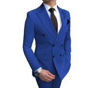HUIWDP Mode Peak Revers Noir Robe De Bal De Mariage À Double Boutonnage Hommes Costumes Marié Fête Smoking Ensemble 2 Pièces