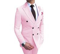 HUIWDP Mode Peak Revers Noir Robe De Bal De Mariage À Double Boutonnage Hommes Costumes Marié Fête Smoking Ensemble 2 Pièces