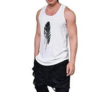 Huixin Hommes V-Cou V Neck Vrac Moderne Gilets Loisirs Hiver Lâche sans Manches Plume Boa Imprimer Réservoirs Fitness Gilet Couleur Unie (Color : Blanc, Size : L)