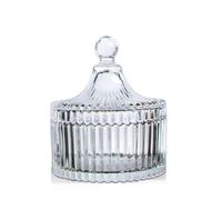 Huiyiwert Pot à sucre en verre transparent avec couvercle - Étanche à la poussière - Pour buffet de bonbons - 12 x 9,6 cm