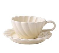 Huiyiwert Tasse à expresso en céramique avec soucoupe - 250 ml - Tasse à cappuccino - Service à café latte - Tasse à moka - Cadeau pour femme, fille, maman, petite amie, collègue (beige)