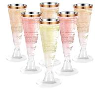 Huiyoulan Flûtes à Champagne Transparent,25 Pièces Verres à Champagne en Plastique Élégantes Reutilisable, 150 ml Flute Champagne Plastique, pour Camping Jardin Anniversaires Mariages Fêtes