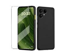 HuiYouMY Coque 2 en 1 compatible avec Fairphone 6/Gen 6 avec 1 protecteur d'écran en verre trempé pour Fairphone 6/Gen 6, coque fine en TPU souple antichoc et anti-rayures - Noir
