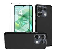 HuiYouMY Coque 2 en 1 compatible avec UMIDIGI G9 5G/G9C/G9T/G9A avec 1 film de protection d'écran en verre trempé pour UMIDIGI G9 5G/G9C/G9T/G9A, coque souple fine - Noir