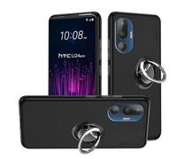 HuiYouMY Coque Anti Casse Protection Compatible with HTC U24 Pro et 1*Anneau Coque de Protection Compatible with HTC U24 Pro étui Housse Etui Protection Antichoc,Black