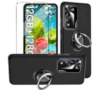 HuiYouMY Coque et 1Pcs Verre trempé et 1*Anneau, Coque Antichoc Protection Compatible with CUBOT A10 Coque de Protection Compatible with CUBOT A10 étui Housse Protection et protège écran,Black