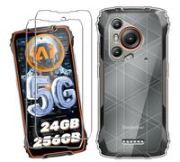 HuiYouMY Coque pour Blackview BL7000 (6.78") avec 2 Pièces Verre Trempé Protection écran, Transparent Silicone TPU Souple Etui Housse Anti-Rayures Antichoc Case - Clear