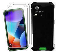 HuiYouMY Coque pour Blackview BV4800/BV4800 SE/BV4800 Pro (6.56") avec 2 Pièces Verre Trempé Protection écran, Black Silicone TPU Souple Etui Housse Anti-Rayures Antichoc Case - Noir