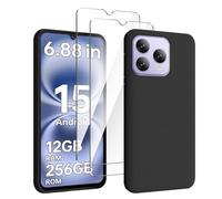 HuiYouMY Coque pour Cubot A40 (6.88") avec 2 Pièces Verre Trempé Protection écran, Black Silicone TPU Souple Etui Housse Anti-Rayures Antichoc Case - Noir