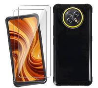 HuiYouMY Coque pour Cubot Kingkong Ace 5 (6.75") avec 2 Pièces Verre Trempé Protection écran, Black Silicone TPU Souple Etui Housse Anti-Rayures Antichoc Case - Noir