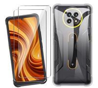 HuiYouMY Coque pour Cubot Kingkong Ace 5 (6.75") avec 2 Pièces Verre Trempé Protection écran, Transparent Silicone TPU Souple Etui Housse Anti-Rayures Antichoc Case - Clear