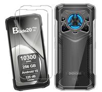 HuiYouMY Coque pour Doogee Blade 20 Play (6.6") avec 2 Pièces Verre Trempé Protection écran, Transparent Silicone TPU Souple Etui Housse Anti-Rayures Antichoc Case - Clear