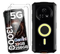 HuiYouMY Coque pour Doogee Fire 7 Pro (6.6") avec 2 Pièces Verre Trempé Protection écran, Black Silicone TPU Souple Etui Housse Anti-Rayures Antichoc Case - Noir