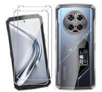 HuiYouMY Coque pour Doogee V40 Pro (6.78") avec 2 Pièces Verre Trempé Protection écran, Transparent Silicone TPU Souple Etui Housse Anti-Rayures Antichoc Case - Clear