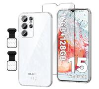 HuiYouMY Coque pour Oukitel C1/Oukitel C1 Pro (6.52") avec Verre Trempé et 2 Bouchons Anti - poussière, Transparent Silicone TPU Souple Etui Housse Anti-Rayures Antichoc Case - Clear