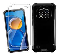 HuiYouMY Coque pour Oukitel G1 (6.52") avec 2 Pièces Verre Trempé Protection écran, Black Silicone TPU Souple Etui Housse Anti-Rayures Antichoc Case - Noir