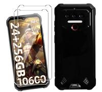 HuiYouMY Coque pour Oukitel WP23/Oukitel WP23 Pro/Oukitel WP23 Plus (6.52") avec 2 Pièces Verre Trempé Protection écran, Black Silicone TPU Souple Etui Housse Anti-Rayures Antichoc Case - Noir