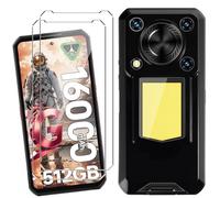 HuiYouMY Coque pour Oukitel WP56 (6.8") avec 2 Pièces Verre Trempé Protection écran, Black Silicone TPU Souple Etui Housse Anti-Rayures Antichoc Case - Noir