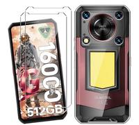 HuiYouMY Coque pour Oukitel WP56 (6.8") avec 2 Pièces Verre Trempé Protection écran, Transparent Silicone TPU Souple Etui Housse Anti-Rayures Antichoc Case - Clear