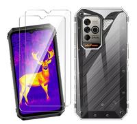 HuiYouMY Coque pour Ulefone Power Armor 18T Ultra (6.58") avec 2 Pièces Verre Trempé Protection écran, Transparent Silicone TPU Souple Etui Housse Anti-Rayures Antichoc Case - Clear