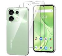 HuiYouMY Coque pour Umidigi G9T/G9C/G9A/G9 (6.75") avec 2 Pièces Verre Trempé Protection écran, Transparent Silicone TPU Souple Etui Housse Anti-Rayures Antichoc Case - Clear