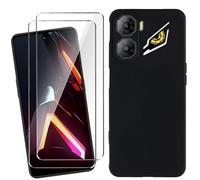 HuiYouMY Coque pour ZTE Nubia Neo 3 5G (6.8") avec 2 Pièces Verre Trempé Protection écran, Black Silicone TPU Souple Etui Housse Anti-Rayures Antichoc Case - Noir