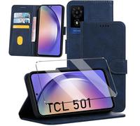 HuiYouMY Étui 2 en 1 en cuir compatible avec TCL 501, étui portefeuille [emplacements pour cartes] [béquille] fermeture magnétique protection complète portefeuille à rabat - Bleu marine