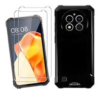 HuiYouMY Housse pour Oukitel WP28/WP28S/WP28E Coque Silicone + [2 Pezzi] Film Protection Verre Trempé, Black Souple Forte Protection TPU Cover Case Etui Bumper Coque (6.52") - Noir