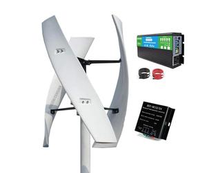 HUIZHITENGDA 12V, Kit de générateur éolien Vertical 7000W, équipement producteur d'électricité, 12V-220V, Faible Bruit, générateur éolien à 3 pales (Blanc)