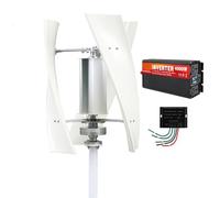 HUIZHITENGDA 12v, Kit d'éolienne Verticale de 4000W, Turbine éolienne à Trois pales silencieuse 220V 48V 24V 12V pour la Production d'électricité avec onduleur de Tension, adaptée aux Cours/Rues