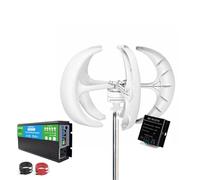 HUIZHITENGDA 220V,avec onduleur 3000W 5 pales Maison Petite éolienne Verticale, contrôleur 12V 24V 48V 220V Moulin à Vent à Haut rendement et sans Bruit des Maisons aux fermes, Camping-Cars, Bateaux