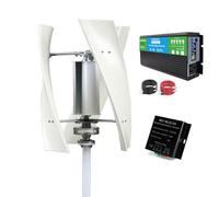 HUIZHITENGDA 24V,Éolienne Verticale à Faible Bruit Domestique 3000W 24V 48V, pour Bateaux, gazebos 50HZ Moulin à Vent avec onduleur et contrôleur (75CM)