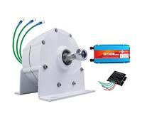 HUIZHITENGDA 24v, Générateur à Aimant Permanent sans engrenage 220V-12V à Faible RPM, Petit alternateur triphasé AC de 1500W Portable, adapté pour l'énergie éolienne/hydroélectrique (avec Base)