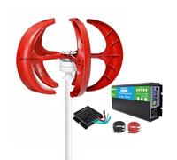 HUIZHITENGDA 24V,Kit De Générateur D'éolienne 3000W pour Usage Extérieur Rouge 12V / 24V Lanterne Verticale Moulin À Vent Générateur sans Bruit W/Contrôleur Et Convertisseur D'onduleur De Puissance