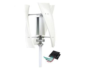 HUIZHITENGDA Générateur de Vent magnétique Vertical sans Bruit 6000W, 12V 24V 48V 220V Blanc 3 pales éolienne à axe Vertical pour Jardin extérieur, avec contrôleur MPPT,220v