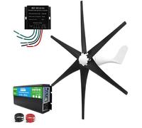 HUIZHITENGDA Générateur d'éolienne silencieuse 20000W 12V - Kit d'éoliennes Horizontales à 6 pales à Faible RPM pour la Maison, avec contrôleur MPPT pour Camping-Cars, Camping et Vie Hors réseau,220v