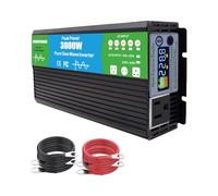 HUIZHITENGDA Onduleur de Puissance 3000W 12V/24V/48V/60V/72V à Onde sinusoïdale Pure, DC en AC 110V/220V avec écran LCD/2 Prises AC Onduleur Solaire (Vert),12VTO220V 50hz