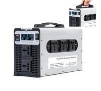 HUIZHITENGDA Onduleur de Puissance d'urgence 3000W Peak, Onduleur de Voiture Autonome à Onde sinusoïdale Pure, DC 12V 24V 48V 60V 72V vers AC 110V 220V, Onduleur Solaire avec 5 Prises AC,72v to 220v