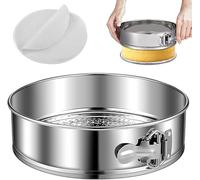 Hujiedian Moule à charnière en acier inoxydable de 22,9 cm avec 30 doublures en papier sulfurisé. Moule à charnière anti-adhésif et étanche avec fond amovible. Idéal pour la cuisson de gâteaux et plus