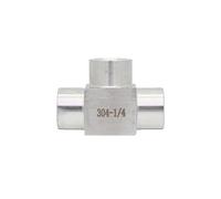 HUJWLBWF 1/8" BSPT Female-Female-Female Tee 3 Ways 304 Stainless Steel Pipe Fitting Connector Splitter Block