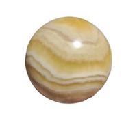 HUJWLBWF 1 boule de quartz calcite jaune 6 à 7 cm, pierre d'aura, cristal orange