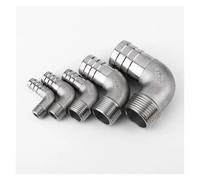 HUJWLBWF 1PC Right Angle Pagoda Elbow 90 Degrees 3/8" BSPT Male x Hosetail Barb 10mm Connector 304 Stainless Steel