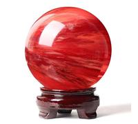HUJWLBWF Crystal Ball Red Ornaments CinnabarDesktop Desktop Living Room Office Study Home Decoration Fortune Telling Divination,red ball-8cm