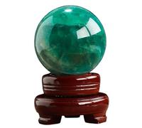 HUJWLBWF Decorative Green Fluorite Crystal Ball, Stone Sphere with Stand, Figurines Ornaments for Home Office Desk Decoration,7cm/2.75in