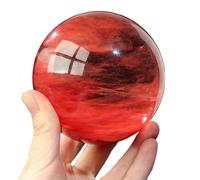 HUJWLBWF Large Quartz Crystal Ball with Wooden Stand,Red Smelt Feng Shui Gemstone Sphere,for,Fortune Teller, Scrying,Magic,Home Decor,17cm/6.7in